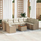 Garden sofa set 10 pcs Beige synthetic rattan