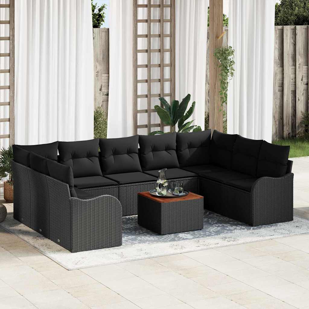 Conjunto de sofá de jardín 10 pcs Beige ratán sintético