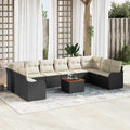 Conjunto de sofás de jardín 11 pcs Negro y crema