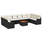 Conjunto de sofás de jardín 11 pcs Negro y crema