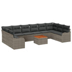 Conjunto de sofás de jardín 11 pcs Gris ratán sintético