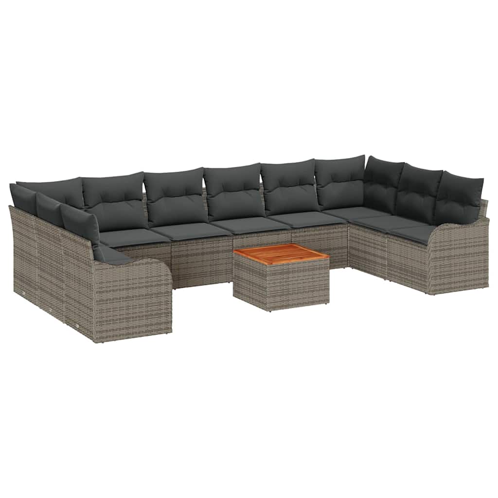 Conjunto de sofás de jardín 11 pcs Gris ratán sintético