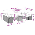 Conjunto de sofás de jardín 11 pcs Gris ratán sintético