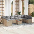 Conjunto de sofás de jardín 11 pcs Beige y Gris Claro
