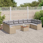 Conjunto de sofás de jardín 11 pcs Beige y Gris Claro