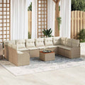 Conjunto de sofás de jardín 11 pcs Beige y Crema
