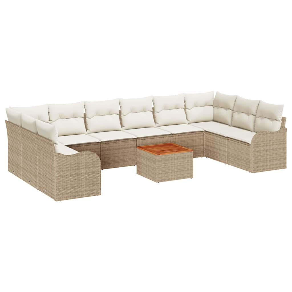 Conjunto de sofás de jardín 11 pcs Beige y Crema