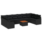 Conjunto de sofás de jardín 11 pcs Negro ratán sintético