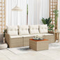 Conjunto de sofás de jardim 5 pçs Bege e Creme rotim sintético