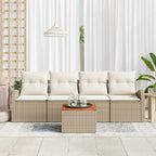 Conjunto de sofás de jardín 5 pcs Beige y Crema ratán sintético