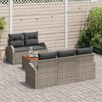 Conjunto de sofás de jardín 6 pcs Gris ratán sintético