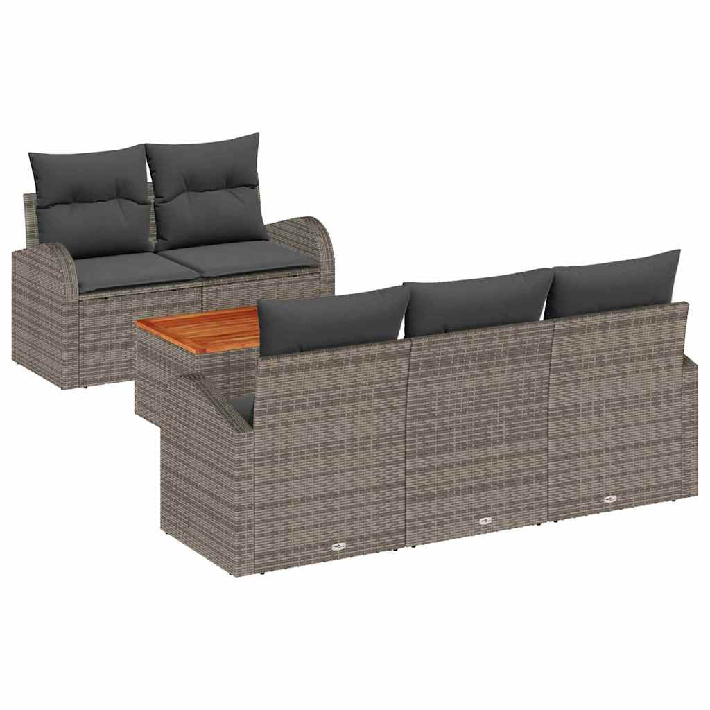 Conjunto de sofás de jardín 6 pcs Gris ratán sintético
