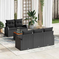 Conjunto de sofás de jardín 6 pcs Negro ratán sintético