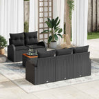 Conjunto de sofás de jardín 6 pcs Negro ratán sintético