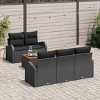 Conjunto de sofás de jardín 6 pcs Negro ratán sintético