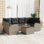 7-piece Garden Sofa Set Beige and Cream Synthetic Rattan