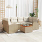 7-piece Garden Sofa Set Beige and Cream Synthetic Rattan