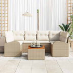 Conjunto de sofás de jardín 7 pcs Beige y Crema ratán sintético