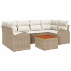 Conjunto de sofás de jardín 7 pcs Beige y Crema ratán sintético