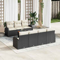 Conjunto de sofás de jardín 8 pcs Negro y crema ratán sintético