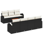 Conjunto de sofás de jardín 8 pcs Negro y crema ratán sintético