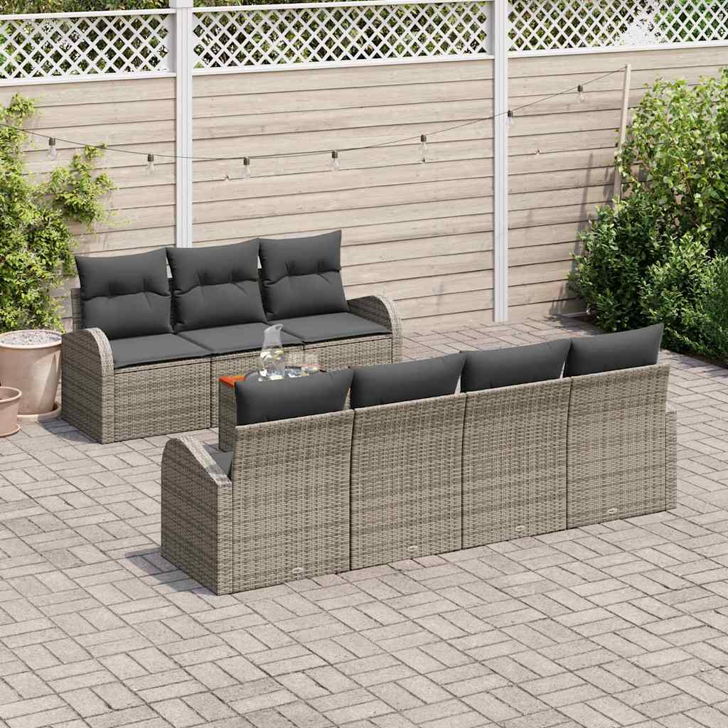 Conjunto de sofás de jardín 8 pcs Gris ratán sintético