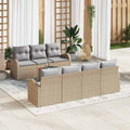 Conjunto de sofás de jardín 8 pcs Beige y Gris Claro