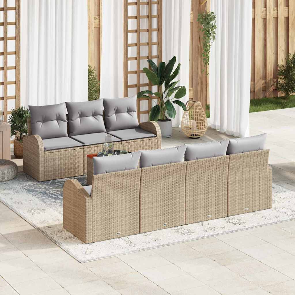 Conjunto de sofás de jardín 8 pcs Beige y Gris Claro