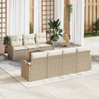 Conjunto de sofás de jardín 8 pcs Beige y Crema ratán sintético