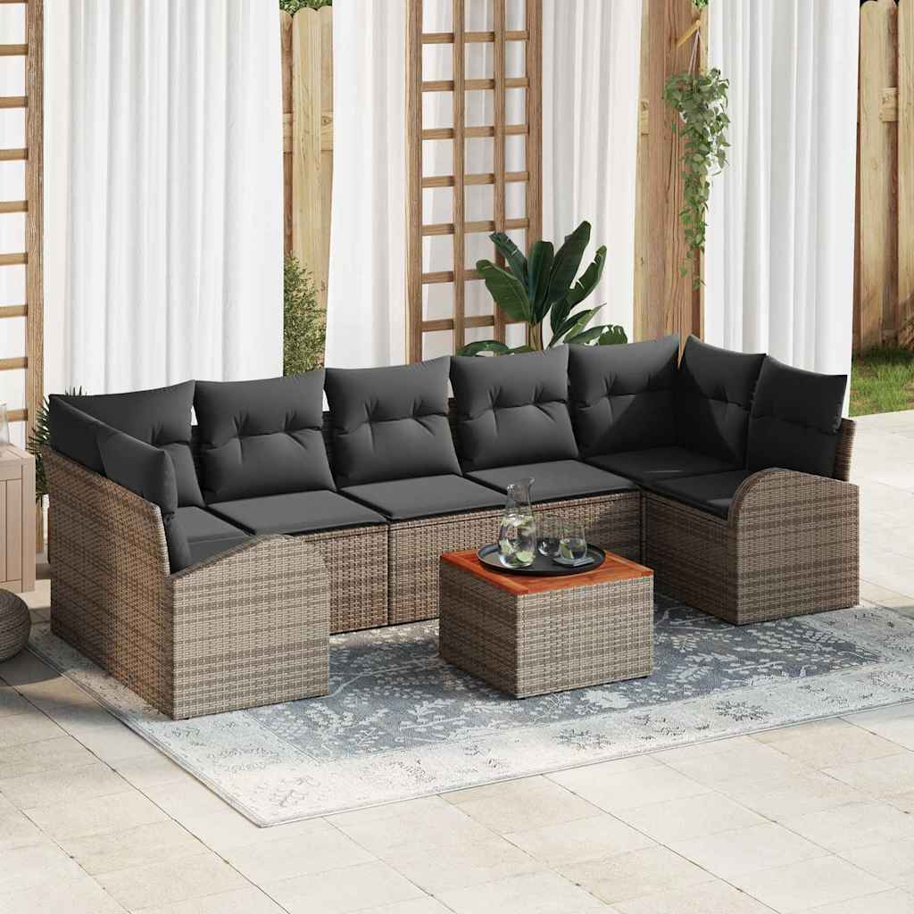Conjunto de sofás de jardín 8 pcs Gris ratán sintético