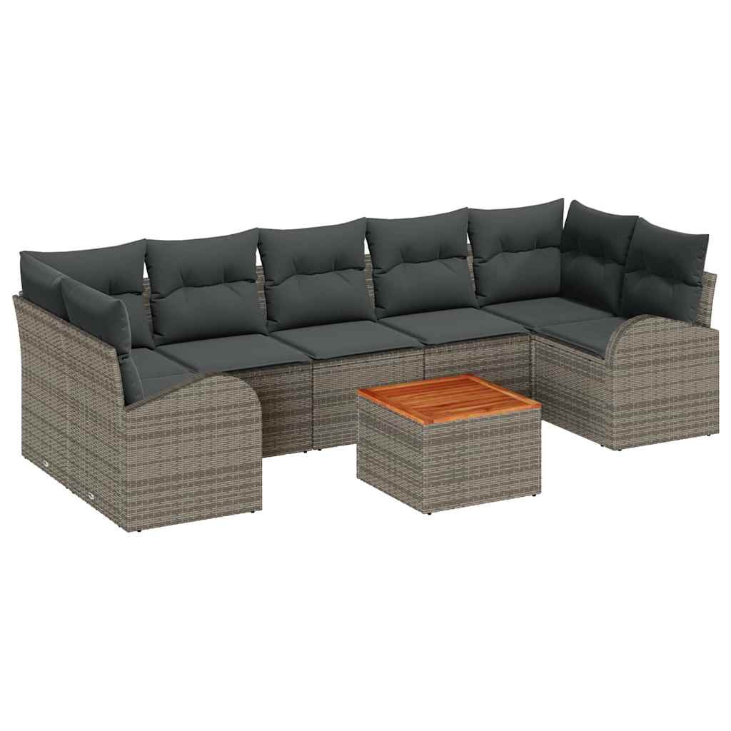 Conjunto de sofás de jardín 8 pcs Gris ratán sintético