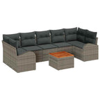 Conjunto de sofás de jardín 8 pcs Gris ratán sintético