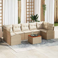 Conjunto de sofás de jardín 8 pcs Beige y Crema ratán sintético