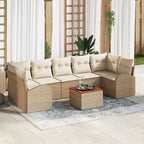Conjunto de sofás de jardín 8 pcs Beige y Crema ratán sintético