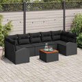 Conjunto de sofás de jardín 8 pcs Negro ratán sintético