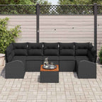 Conjunto de sofás de jardín 8 pcs Negro ratán sintético