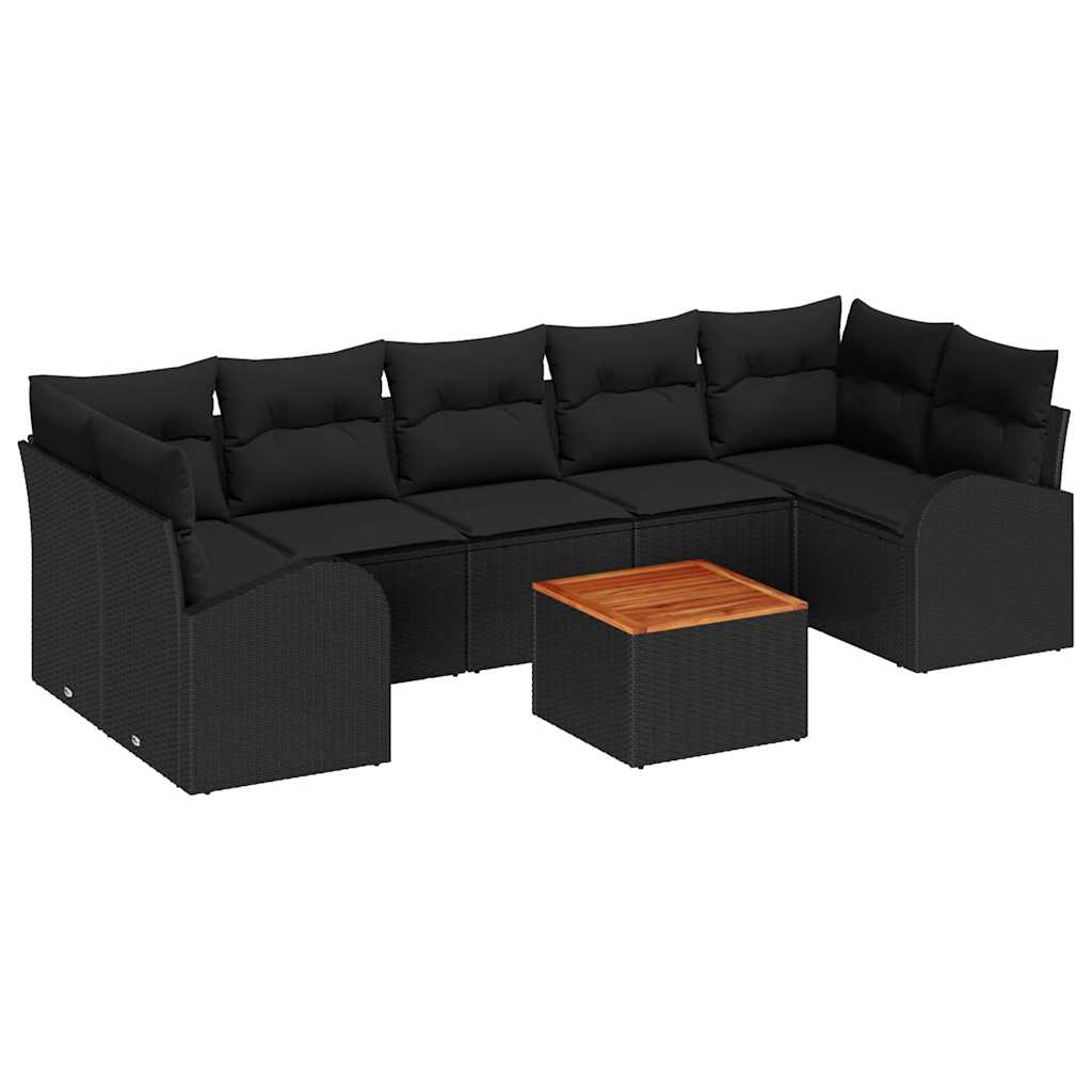 Conjunto de sofás de jardín 8 pcs Negro ratán sintético