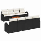 Conjunto de sofás de jardín 9 pcs Negro y crema ratán sintético