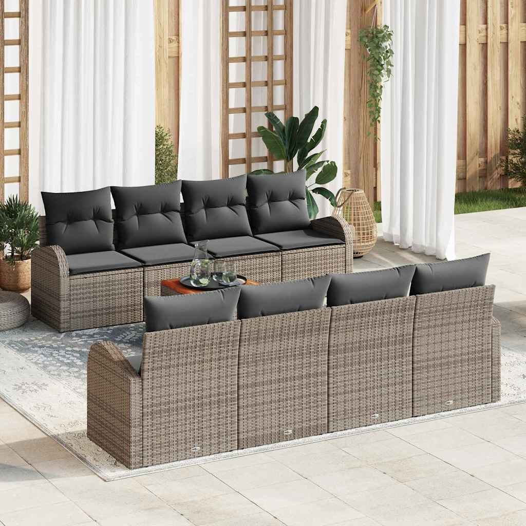 Conjunto de sofás de jardín 9 pcs Gris ratán sintético