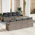 Conjunto de sofás de jardín 9 pcs Gris ratán sintético