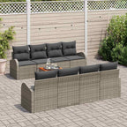 Conjunto de sofás de jardín 9 pcs Gris ratán sintético