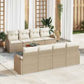 Conjunto de sofás de jardín 9 pcs Beige y Crema ratán sintético