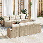Conjunto de sofás de jardín 9 pcs Beige y Crema ratán sintético