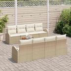 Conjunto de sofás de jardín 9 pcs Beige y Crema ratán sintético