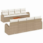 Conjunto de sofás de jardín 9 pcs Beige y Crema ratán sintético