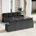 Conjunto de sofás de jardín 9 pcs Negro ratán sintético