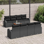 Conjunto de sofás de jardín 9 pcs Negro ratán sintético