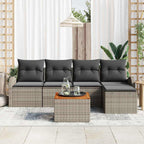 Conjunto de sofás de jardín 6 pcs Gris ratán sintético
