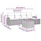 Conjunto de sofás de jardín 6 pcs Gris ratán sintético