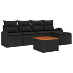 Conjunto de sofás de jardín 6 pcs Negro ratán sintético